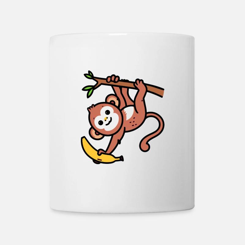 Affenschaukel Baby Kleinkind Affe Banane Dschungel - Tasse - Weiß