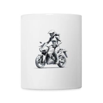 Motarde fille - Conception de moto - Mug blanc - blanc - Devant