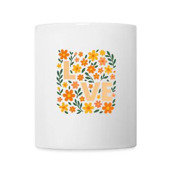 Love in Bloom – Florales Retro-Design - Tasse - Weiß - Vorne