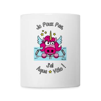 Licorne Je peux pas, J'ai Aqua-Vélo WT - Mug blanc - blanc - Devant