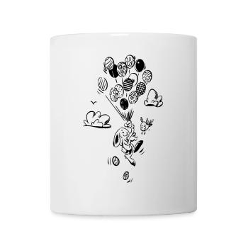 Fliegender Hase mit Luftballons - Tasse - Weiß - Vorne