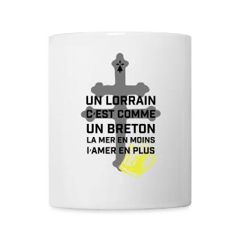 Croix lorraine et chope jaune - Mug blanc - blanc - Devant