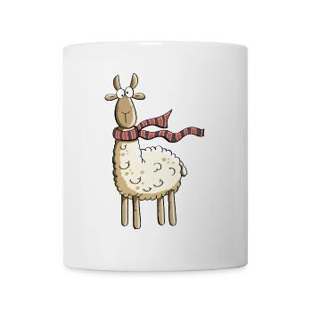Papa Lama - Lamas - Alpaka - Comic - Winter - Kalt - Tasse - Weiß - Vorne