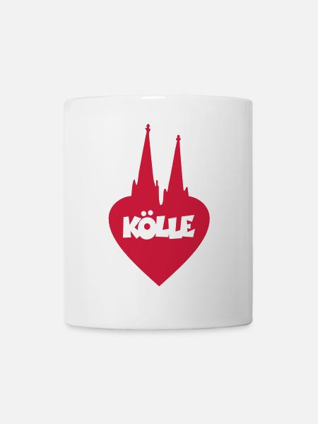 I Love Kölle Köln Herz mit Kölner Dom - Tasse - Weiß
