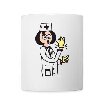 Ärztin mit Handschuhe und Arztkittel - Tasse - Weiß - Vorne