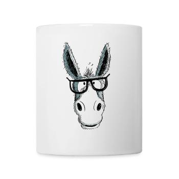 Lustiger Grauer Nerd Esel Mit Brille I Comic - Tasse - Weiß - Vorne