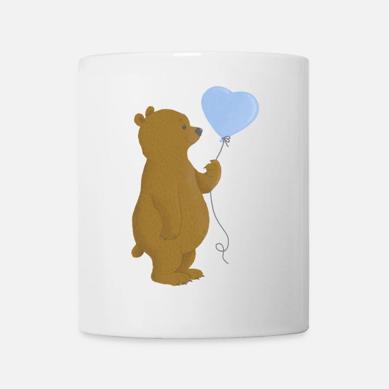 Bär mit blauem Herz-Luftballon - Tasse - Weiß