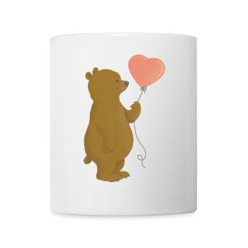 Fröhlicher Bär mit rosa Herz-Luftballon - Tasse - Weiß - Vorne