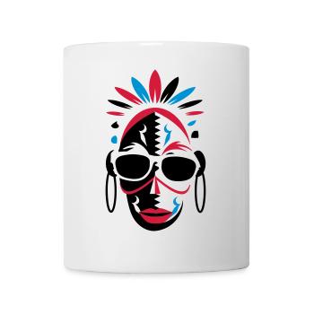 afrikanische Maske mit Sonnenbrille als Stencil - Tasse - Weiß - Vorne