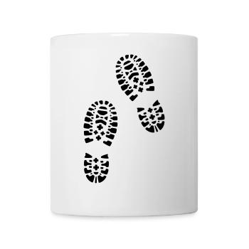 Wandern, Fußabdrücke, Hiking, footprints - Tasse - Weiß - Vorne
