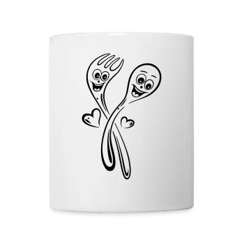Spoon and fork with hearts. - Mug - white - Front