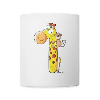 Singe sur Giraffe - Mug blanc - blanc - Devant