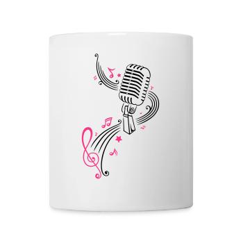 Mikrofon mit Musiknoten und Notenschlüssel - Tasse - Weiß - Vorne