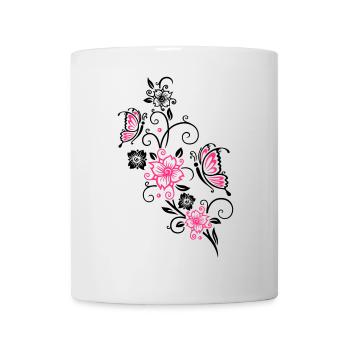 Cherry blossoms with butterflies - Mug - white - Front