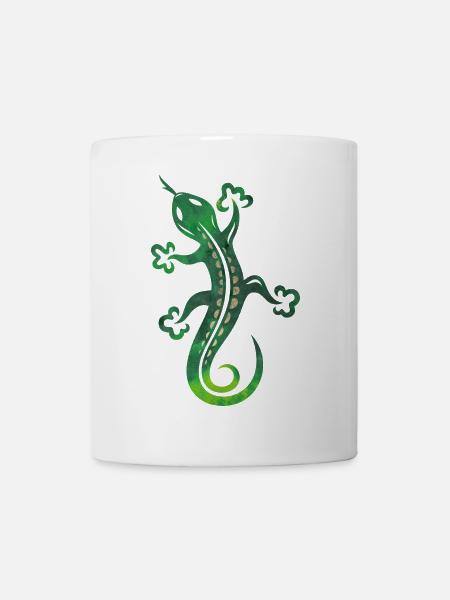 Grüne Echse, Eidechse, Salamander, Gecko. - Tasse - Weiß