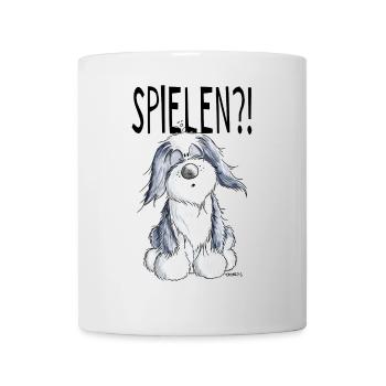 Verspielter Bearded Collie - Hund - Geschenk - Tasse - Weiß - Vorne