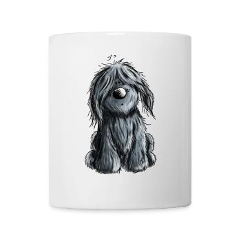 Knuffiger schwarzer Briard - Hund - Geschenk - Tasse - Weiß - Vorne
