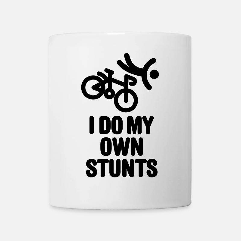 I do my own stunts - racing bicycle - Mug - white