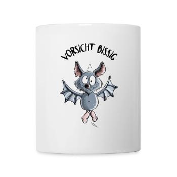 Vorsicht Bissig Fledermaus - Tasse - Weiß - Vorne