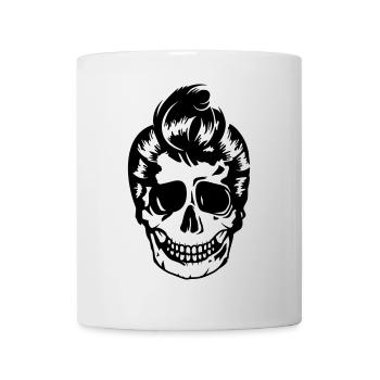 Totenkopf mit 50er Jahre Frisur Rockabilly Styl - Tasse - Weiß - Vorne