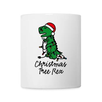 Christmas tree rex ugly xmas lights dinosaur - Mug - white - Front