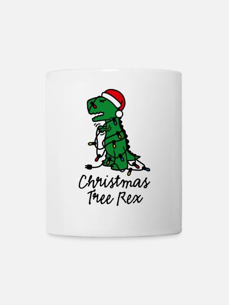 Christmas tree rex ugly xmas Weihnachtsbaum Dino - Tasse - Weiß