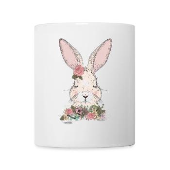 lapin de rêve avec ornement floral - Mug blanc - blanc - Devant