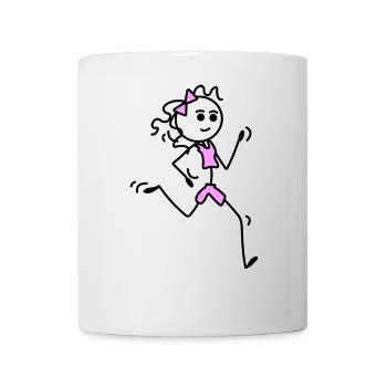 Ich laufe, Läufermädchen mit Fliege - Tasse - Weiß - Vorne