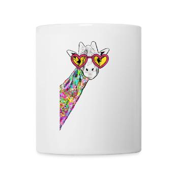 Zeichnung Süße Giraffe Bunt Hipster Mit Herzbrille - Tasse - Weiß - Vorne