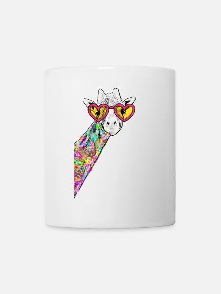 Zeichnung Süße Giraffe Bunt Hipster Mit Herzbrille - Tasse - Weiß