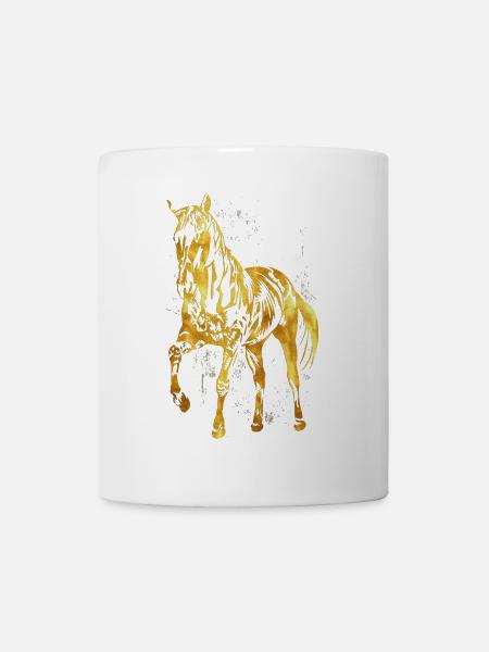 Équitation - cavalier - école d'équitation - cheval en or - Mug blanc - blanc