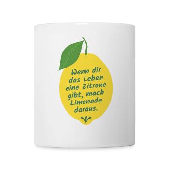 Zitronen Limonade Spruch Zitat Quote - Tasse - Weiß - Vorne