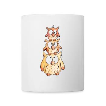 Trois petits hiboux - Mug blanc - blanc - Devant