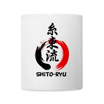 Enso Zen Kreis mit Shito Ryu Karate Emblem in Yes - Tasse - Weiß - Vorne