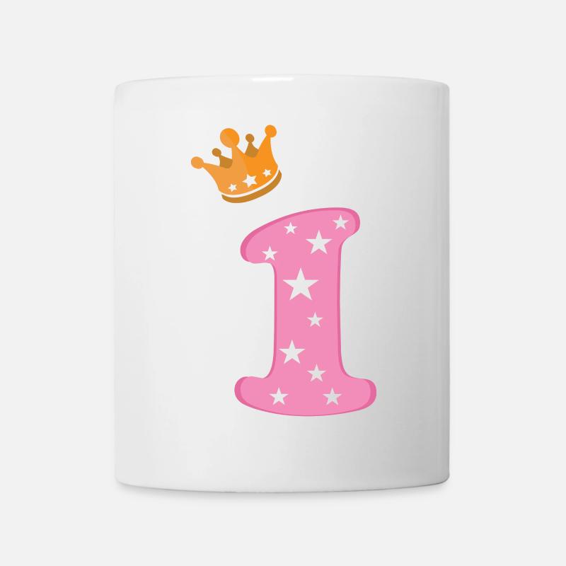 Geburtstag Mädchen Krone Pink Zahl Eins Sterne - Tasse - Weiß