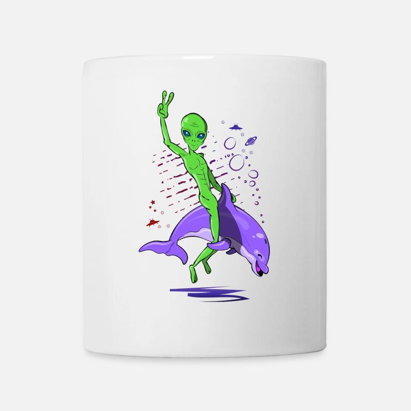 Attaque extraterrestre avec un dauphin - Mug blanc - blanc