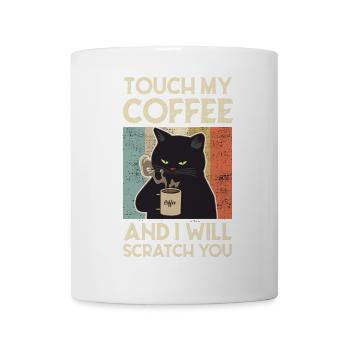 toucher mon café chat café matin grouch drôle - Mug blanc - blanc - Devant