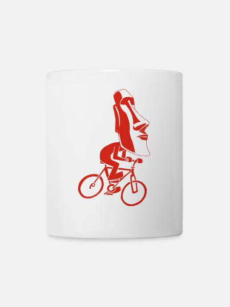 Balade à vélo sur l'île de Pâques (rouge) - Mug blanc - blanc