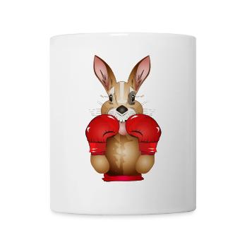 Rabbit as a boxer with boxing gloves and black eye - Mug - white - Front