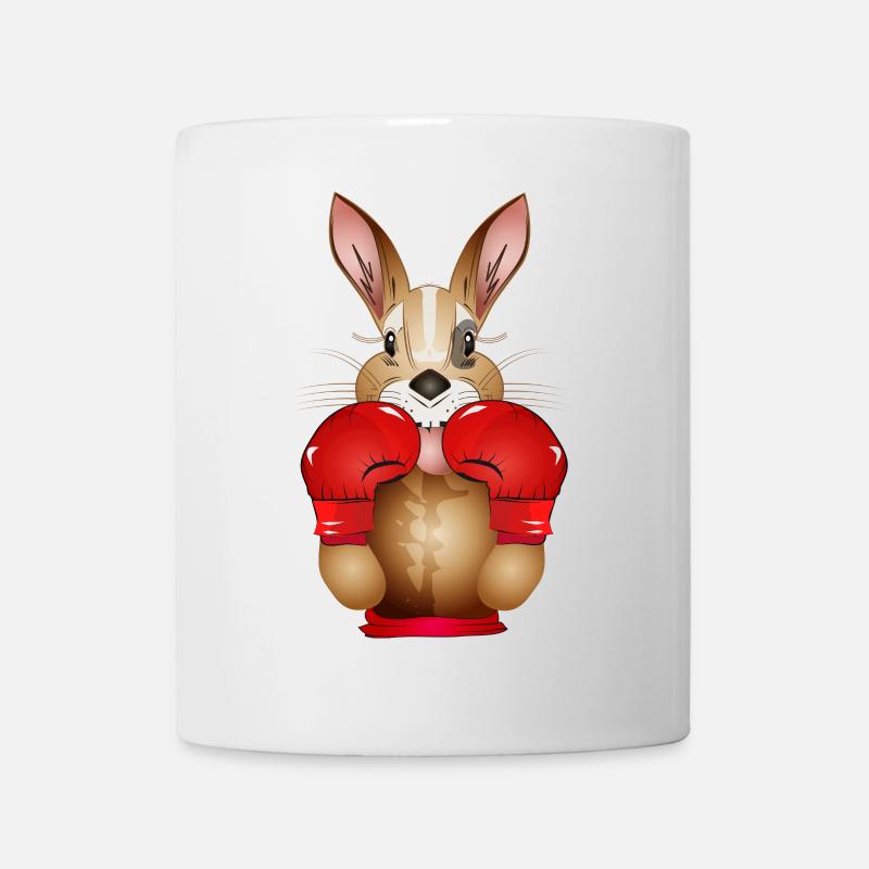 Hase als Boxer mit Boxhandschuhe und blaues Auge - Tasse - Weiß