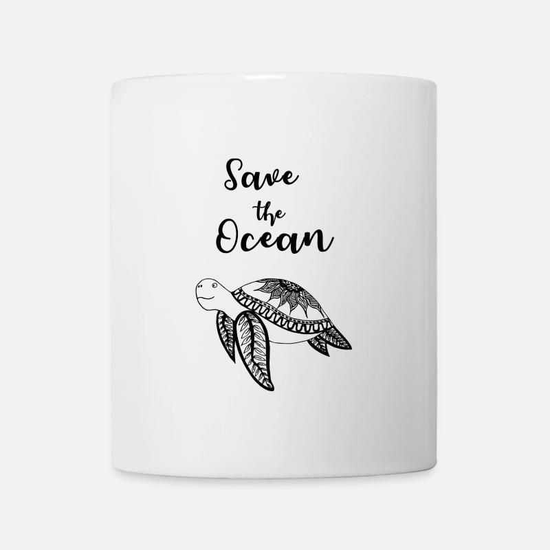 Save the Ocean Slogan mit Schildkröte - Tasse - Weiß