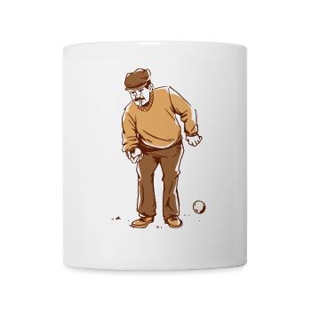 Un joueur de boule lance des boules de pétanque tenue de pétanque - Mug blanc - blanc - Devant