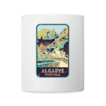 Retro-Abzeichen, Algarve Portugal, Strand Sommersonne - Tasse - Weiß - Vorne