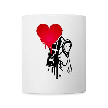 Street art mit ganz viel Liebe - Sprayer mit Herz - Tasse - Weiß - Vorne
