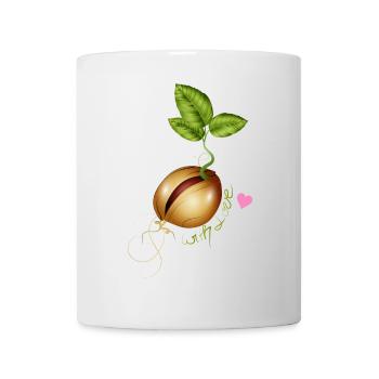 keimendes Samenkorn - Gärtnern mit Liebe - Tasse - Weiß - Vorne