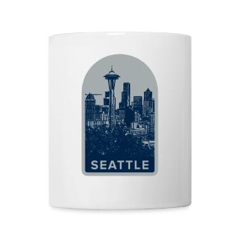 Seattle Skyline Badge - Mug - white - Front