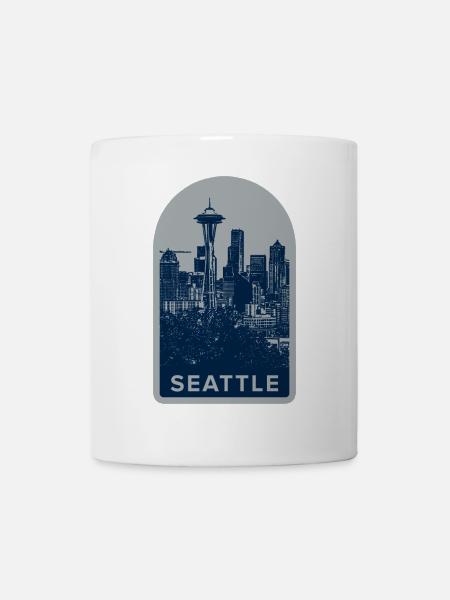 Seattle Skyline Abzeichen - Tasse - Weiß
