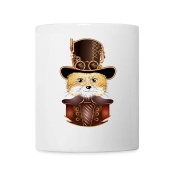 Steampunk fox with antique cylinder hat look - Mug - white - Front