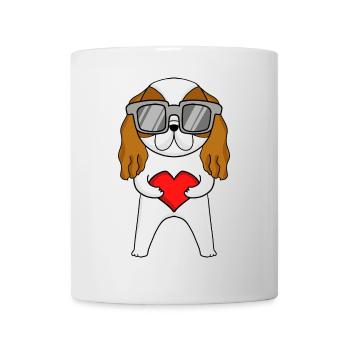 Cavalier King Charles Spaniel mit Sonnenbrille - Tasse - Weiß - Vorne