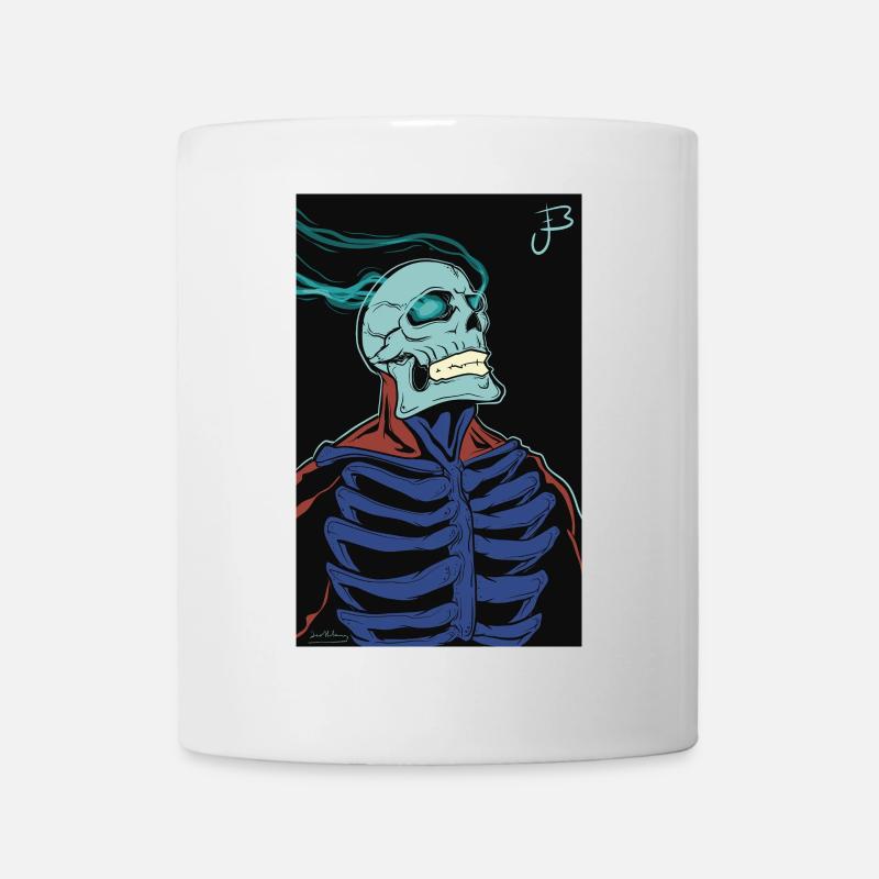 Squelette enflammé dans une cape - Mug blanc - blanc